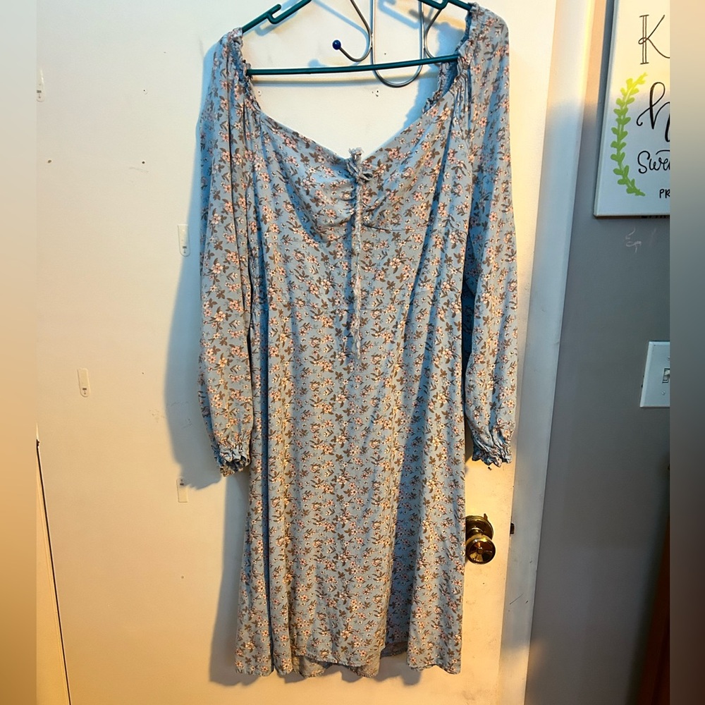 Blue Flowy dress, floral, extra large